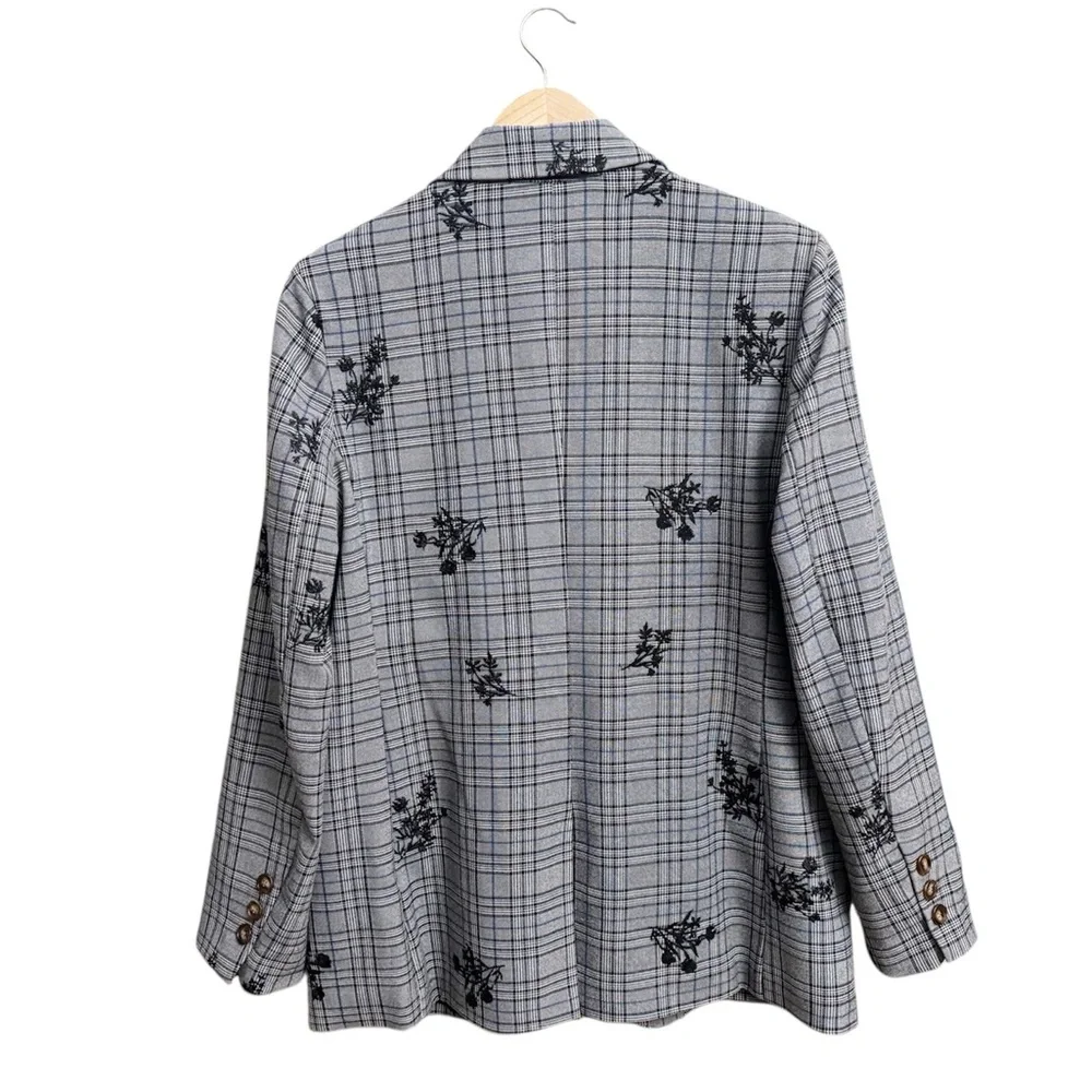 Anthropologie Dolan Plaid Embroidered Blazer - Picture 3 of 6